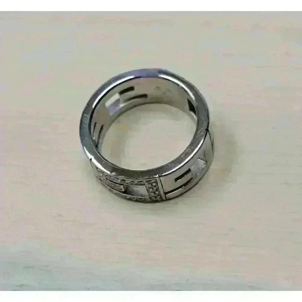 Gucci 18kt White Gold Logo "G" Ring with Diamonds Size 5.25 - Picture 9 of 11